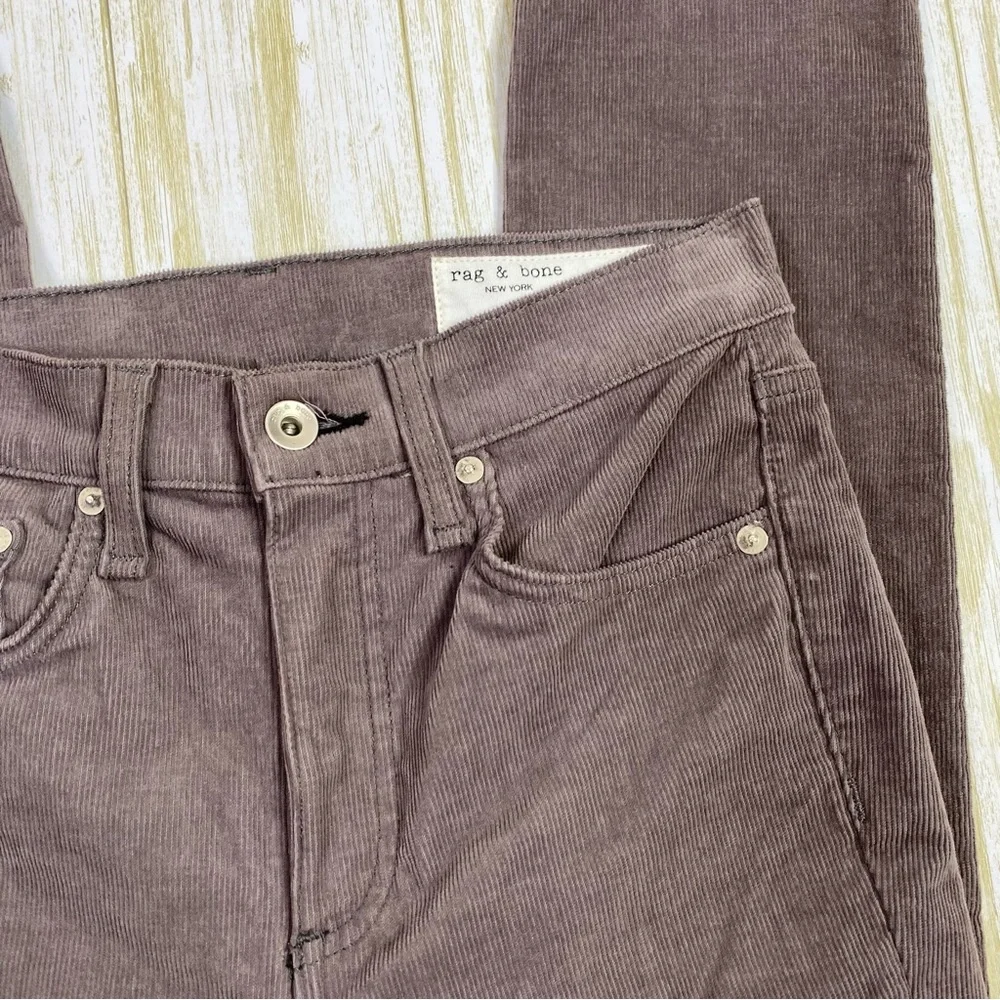 Rag & Bone High Rise Skinny Gray Nickel Corduroy Denim Jeans